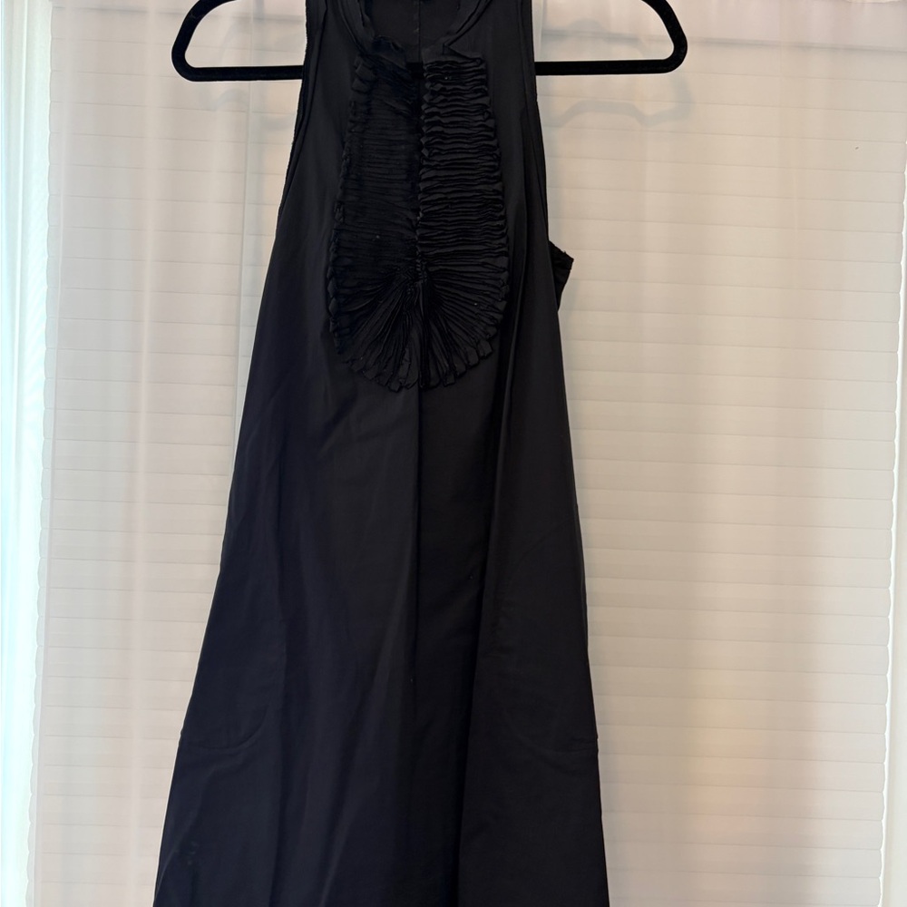 Black Sleeveless Ruffle Bib Dress